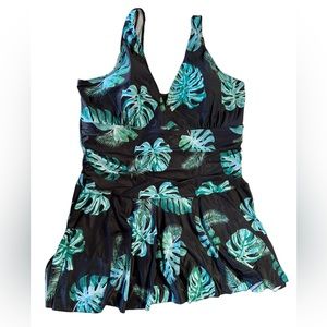 TEMPT ME plus size 5X tropical print one piece skirted swimsuit NWOT